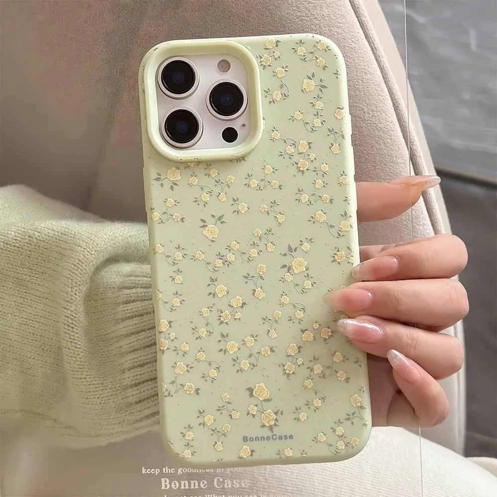 Flower Pattern Silicone Phone Case For iPhone 17 16 15 14 13 12 11 Pro Max Plus Shockproof Bumper Back Cover