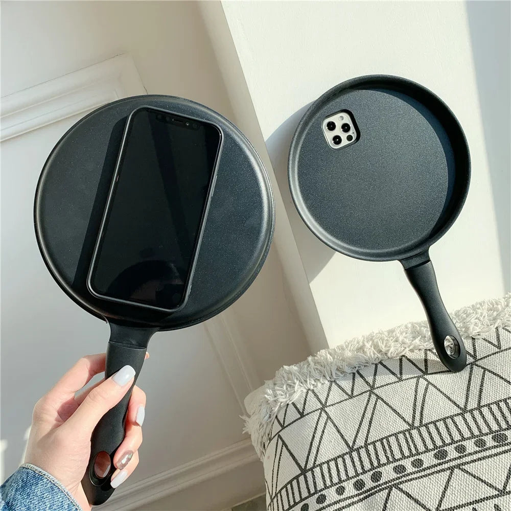 FlsHalloween Fun 3D Frying Pan Kitchen Knife Phone Case For IPhone17 16 15 Pro 14 13 Mini 12 ProMax 11 Pro SE 8 Plus XR XS Cover