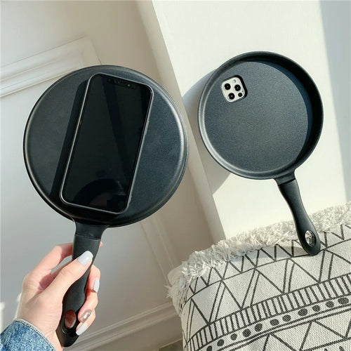 FlsHalloween Fun 3D Frying Pan Kitchen Knife Phone Case For IPhone17 16 15 Pro 14 13 Mini 12 ProMax 11 Pro SE 8 Plus XR XS Cover