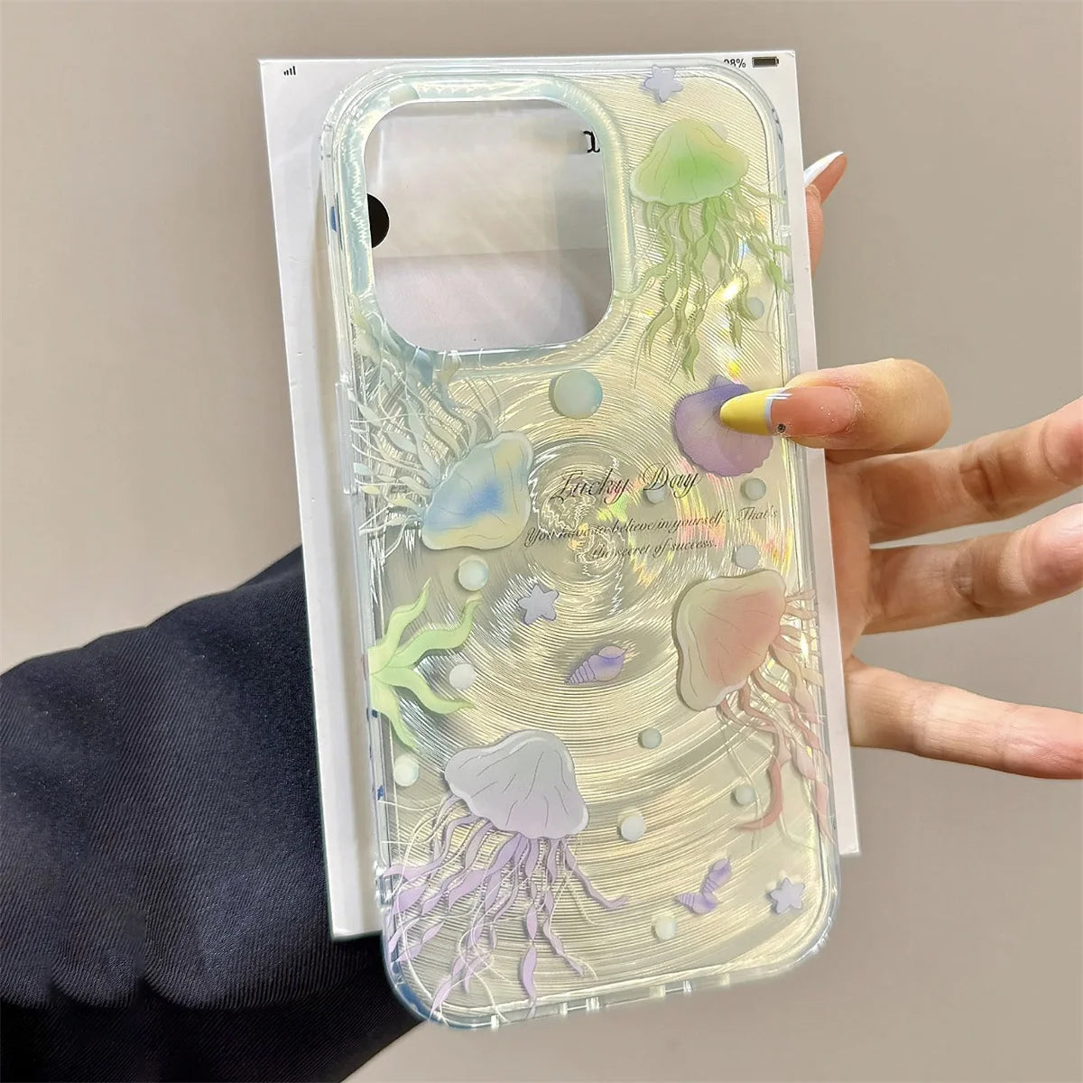 Summer Dream Gradient Jellyfish Phone Case For iPhone 16 15 14 13 11 12 Pro Max Plus Fashion Vortex Pattern Protective Cover