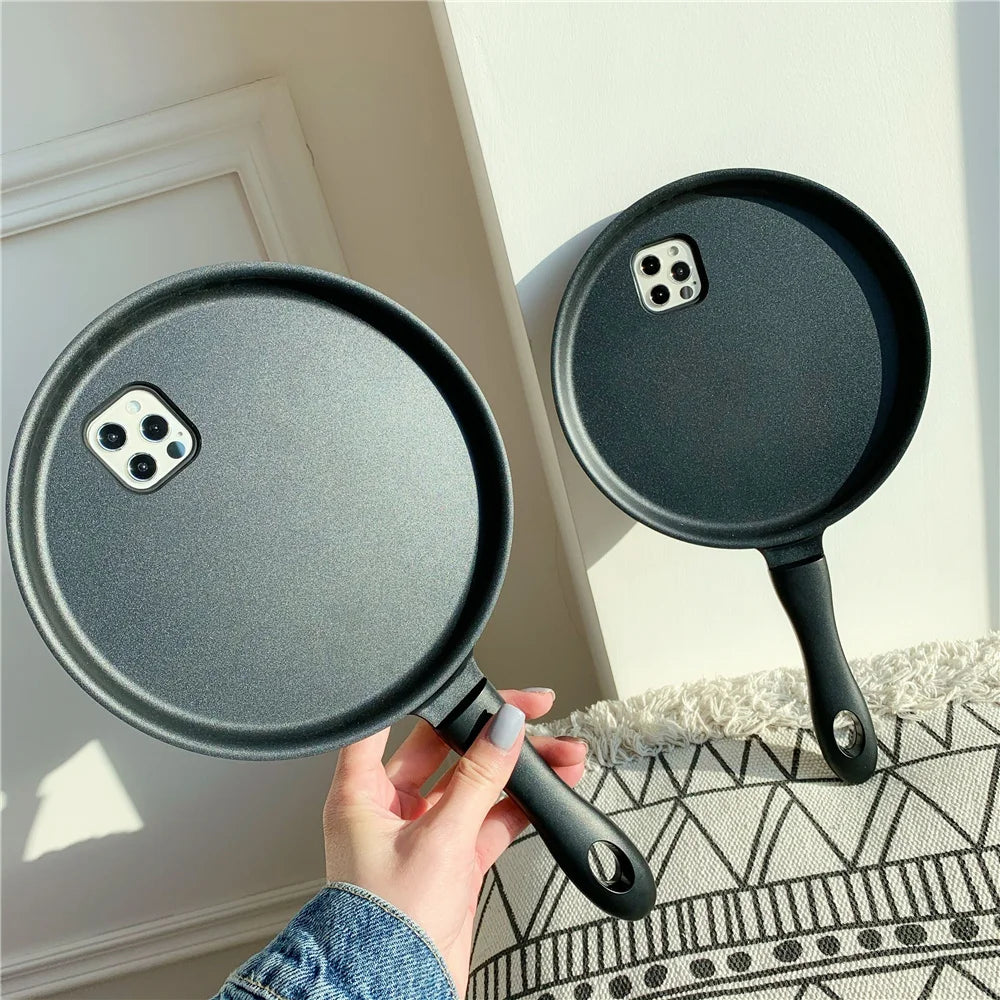 FlsHalloween Fun 3D Frying Pan Kitchen Knife Phone Case For IPhone17 16 15 Pro 14 13 Mini 12 ProMax 11 Pro SE 8 Plus XR XS Cover
