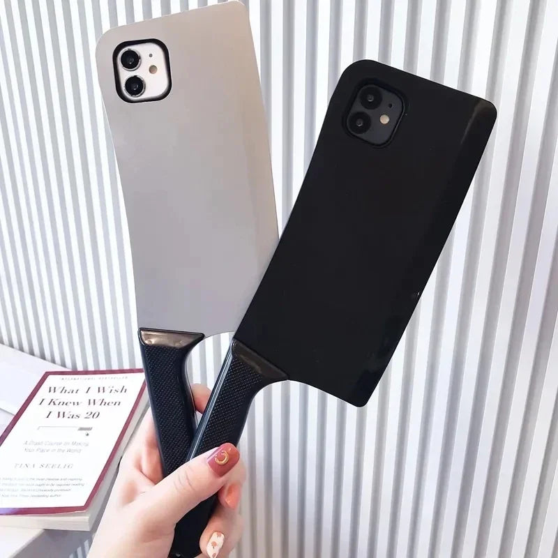 FlsHalloween Fun 3D Frying Pan Kitchen Knife Phone Case For IPhone17 16 15 Pro 14 13 Mini 12 ProMax 11 Pro SE 8 Plus XR XS Cover