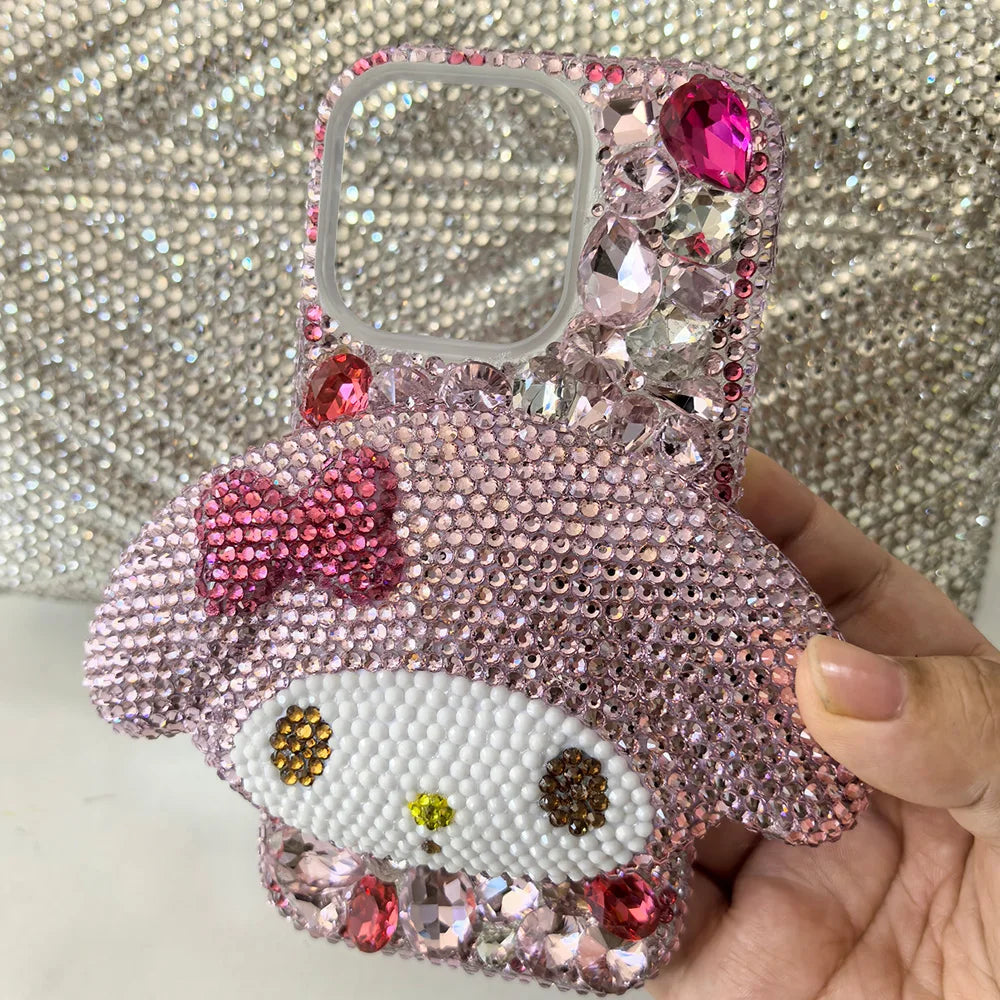 Rhinestone Bling Crystal Phone Case Chain for IPhone 16 12 13 14 15pro Max X Xs XR 7 8 plus se 2 3 10 transparent bumper cover